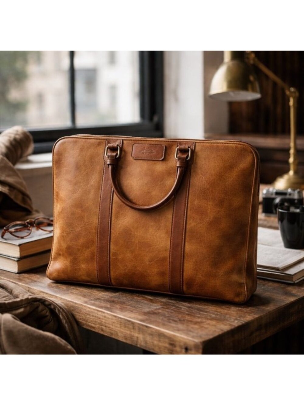 Vintage Artisan Leather Briefcase Unisex Full Grain Patina Bag Filson Academia